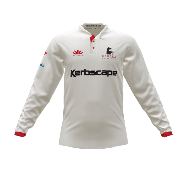 Karaka Cricket Club White Long Sleeve Cricket Shirt
